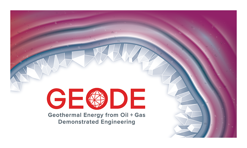 GEODE | Geothermal Energy from Oil+Gas Demonstrated Engineering with illustrations of the subsurface and geodes.