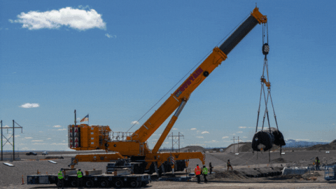 Rotating images of a crane removing components