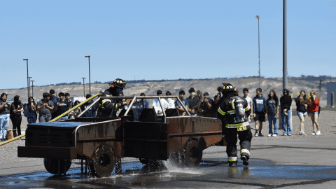 A rotating set of images showing Hanford's emergency response team