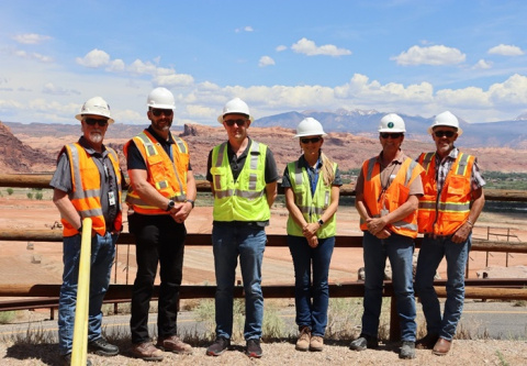 Moab Project team members are pictured with staff members from U.S. Rep. Mike Kennedy’s office in the Moab Project well field.