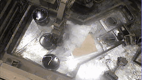 Rotating set of images of a before and after demolition