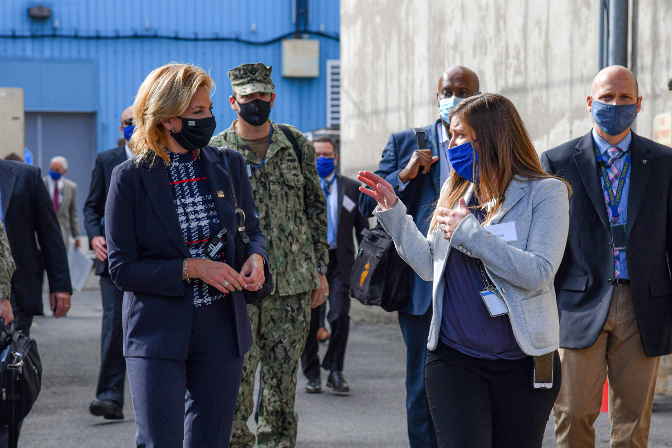 Personnel from the Knolls Atomic Power Laboratory speak with NNSA Administrator Lisa E. Gordon-Hagerty during a tour of the site.