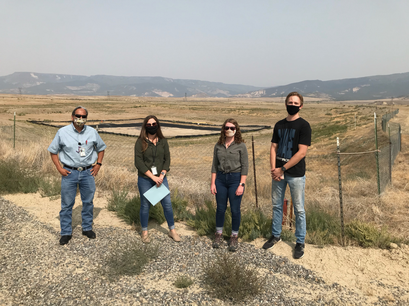LM Site Manager Bill Frazier, LM Physical Scientist Sara Woods, and CMU students Sara Jurca and Micah Hightower on site at the Grand Junction disposal site.