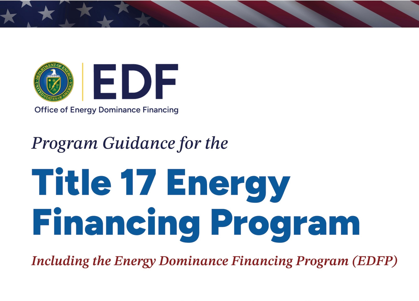 DOE EDF Title 17 Program Guidance Cover Page DOE EDF Title 17 Program Guidance Cover Page