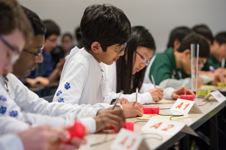 Each year, the National Science Bowl brings together thousands of middle and high school students from across the country to compete in a range of science disciplines, including biology, chemistry, earth science, physics, astronomy and math. The members of the winning team, from Roosevelt Middle School of River Forest, Illinois, competed against 14 other teams from across the Midwest in one of the regional competitions in the 23rd Annual U.S. Department of Energy National Science Bowl. This April, the winning teams from each region will compete for a national title in Washington, D.C. View a full gallery of <a href="http://1.usa.gov/YSYNqE" target="_blank">photos from the 2013 Regional Science Bowl at Argonne</a>. | Photo courtesy of Argonne National Laboratory.
