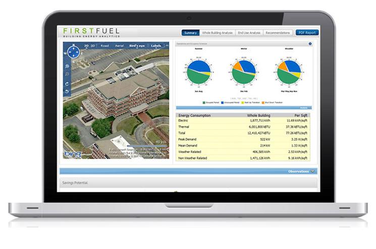This screenshot from cleantech start-up company FirstFuel's building energy efficiency performance software shows users a building's response to all forms of weather, operational schedules, key energy metrics, daily consumption patterns, seasonal analysis, peak loading, and shell integrity. | Photo courtesy of FirstFuel. This screenshot from cleantech start-up company FirstFuel's building energy efficiency performance software shows users a building's response to all forms of weather, operational schedules, key energy metrics, daily consumption patterns, seasonal analysis, peak loading, and shell integrity. | Photo courtesy of FirstFuel.