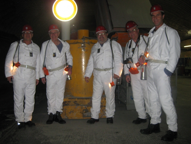 Participants in the workshops in Germany toured Asse II, one of Germany’s two salt-based repositories, to gain insights into that facility’s technical challenges and proposed solutions. Pictured, left to right, are an Asse II employee, Bernhard Kienzler of the Karlsruhe Institute of Technology, CBFO Chief Scientist Roger Nelson, CBFO International Programs Manager Dr. Abraham Van Luik, and Andrew Wolfsberg, Acting Deputy Division Leader for Earth and Environmental Sciences at Los Alamos National Laboratory. Participants in the workshops in Germany toured Asse II, one of Germany’s two salt-based repositories, to gain insights into that facility’s technical challenges and proposed solutions. Pictured, left to right, are an Asse II employee, Bernhard Kienzler of the Karlsruhe Institute of Technology, CBFO Chief Scientist Roger Nelson, CBFO International Programs Manager Dr. Abraham Van Luik, and Andrew Wolfsberg, Acting Deputy Division Leader for Earth and Environmental Sciences at Los Alamos National Laboratory.