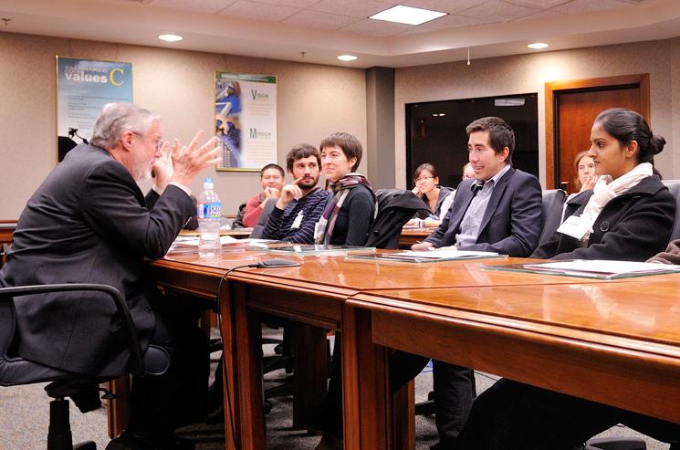 Assistant Secretary for Nuclear Energy Dr. Peter Lyons meets with students from the California Institute of Technology to discuss how the Energy Department is working to ensure that the next generation is trained to lead innovation in the industry. | Photo courtesy of CalTech. Assistant Secretary for Nuclear Energy Dr. Peter Lyons meets with students from the California Institute of Technology to discuss how the Energy Department is working to ensure that the next generation is trained to lead innovation in the industry. | Photo courtesy of CalTech.