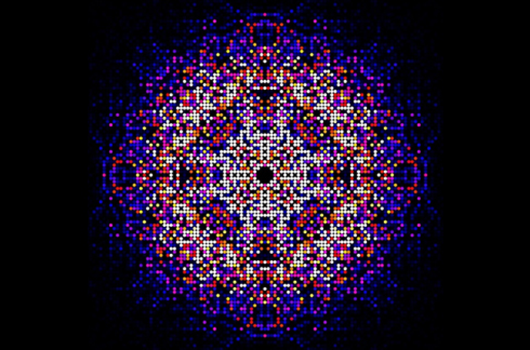 A map of intensities merged using the CrystFEL software suite from almost two hundred thousand diffraction patterns obtained from in vivo grown crystals of Trypanosoma brucei cathepsin B. This map is used to synthesize the three-dimensional molecular structure of the enzyme. | Photo courtesy of Karol Nass/CFEL A map of intensities merged using the CrystFEL software suite from almost two hundred thousand diffraction patterns obtained from in vivo grown crystals of Trypanosoma brucei cathepsin B. This map is used to synthesize the three-dimensional molecular structure of the enzyme. | Photo courtesy of Karol Nass/CFEL
