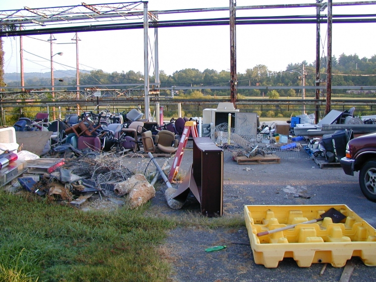 A waste area at an East Tennessee Technology Park scrap yard before cleanup. A waste area at an East Tennessee Technology Park scrap yard before cleanup.