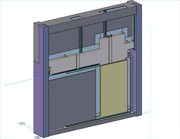 The carbon steel doors come together to form an upside-down L-shape. The 102-ton door was set on top of the 85-ton door that was installed at the end of December. The carbon steel doors come together to form an upside-down L-shape. The 102-ton door was set on top of the 85-ton door that was installed at the end of December.
