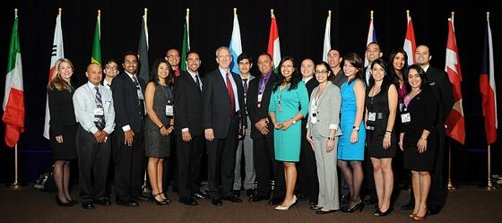 Florida International University's DOE Fellows gather for a photo with DOE Senior Advisor for Environmental Management David Huizenga (eighth from left) and DOE Fellows director, Dr. Leo Lagos (tenth from left), at the 2012 Waste Management Symposia in Phoenix this week. Florida International University's DOE Fellows gather for a photo with DOE Senior Advisor for Environmental Management David Huizenga (eighth from left) and DOE Fellows director, Dr. Leo Lagos (tenth from left), at the 2012 Waste Management Symposia in Phoenix this week.