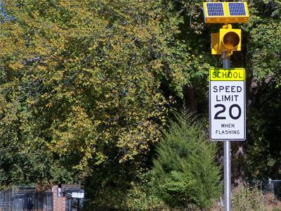 Solar-powered flashing LED beacons are making Bethany, OK, schoolchildren safer by reminding drivers to abide by posted school-zone speeds. | Photo Courtesy of Bethany, OK | Solar-powered flashing LED beacons are making Bethany, OK, schoolchildren safer by reminding drivers to abide by posted school-zone speeds. | Photo Courtesy of Bethany, OK |