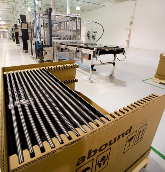 The end of Abound Solar’s PV manufacturing line | Photo Courtesy of Abound Solar The end of Abound Solar’s PV manufacturing line | Photo Courtesy of Abound Solar