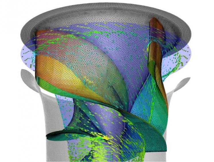A computer simulation of the Alden Fish-Friendly Turbine. A computer simulation of the Alden Fish-Friendly Turbine.