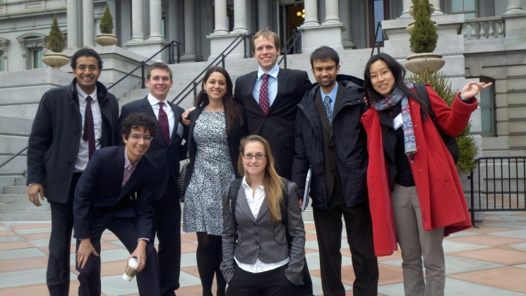 Pictured here are eight of the 10 members of MIT's team who competed in last year's Better Buildings Case Competition. From left to right: Neheet Trivedi, Michael Zallow, Patrick Flynn, Elena Alschuler, Kate Goldstein, Brendan McEwen, Nikhil Nadkarni and Nan Zhao. Not pictured: Christopher Jones and Wesley Look. | Photo courtesy of Elena Alschuler. Pictured here are eight of the 10 members of MIT's team who competed in last year's Better Buildings Case Competition. From left to right: Neheet Trivedi, Michael Zallow, Patrick Flynn, Elena Alschuler, Kate Goldstein, Brendan McEwen, Nikhil Nadkarni and Nan Zhao. Not pictured: Christopher Jones and Wesley Look. | Photo courtesy of Elena Alschuler.