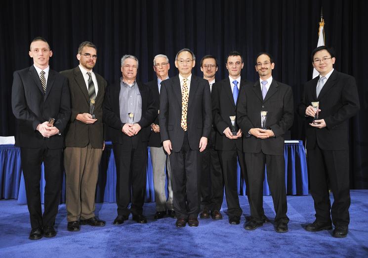 The RHIC-ATLAS Computing Facility Team with Secretary Steven Chu as they receive a Secretary of Energy Achievement Award. | Photo courtesy of the Energy Department