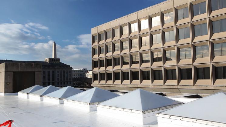 New cool roofs installed on the Energy Department’s headquarters building in Washington DC in November, 2010. | Image credit Quentin Kruger, Energy Department New cool roofs installed on the Energy Department’s headquarters building in Washington DC in November, 2010. | Image credit Quentin Kruger, Energy Department