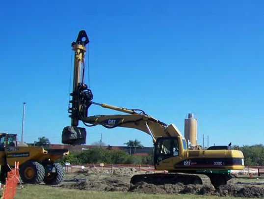 Deep soil mixing at the Paducah site will involve a large-diameter auger like this one.