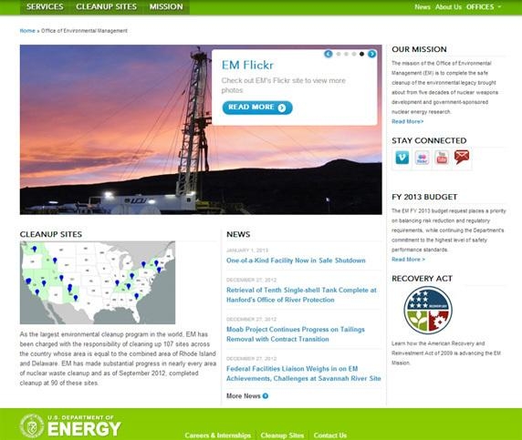 A screenshot of the newly revamped EM website.