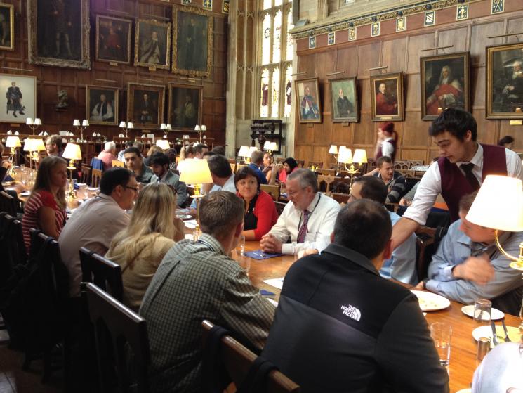 Assistant Secretary Dr. Peter Lyons meets with students on the Oxford University Campus in the same room where scenes from the Harry Potter films were filmed. Assistant Secretary Dr. Peter Lyons meets with students on the Oxford University Campus in the same room where scenes from the Harry Potter films were filmed.
