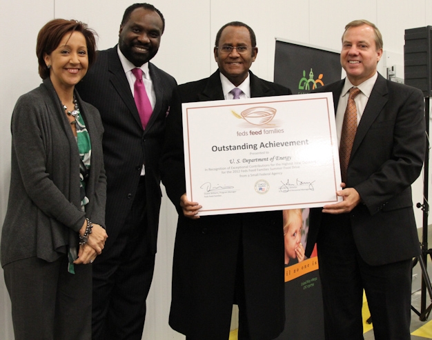 As a result of DOE employee efforts, the Energy Department received an award from OPM for donating the highest amount of non-perishable food items within the “small agency” category of Federal agencies participating in this year’s Campaign. | Photo courtesy of OPM.