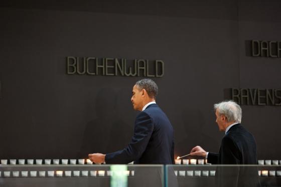 President Barack Obama and Nobel Peace Prize laureate and Holocaust survivor Elie Wiesel light candles in the Hall of Remembrance during a tour of the U.S. Holocaust Memorial Museum in Washington, D.C., April 23, 2012. (Official White House Photo by Pete Souza) President Barack Obama and Nobel Peace Prize laureate and Holocaust survivor Elie Wiesel light candles in the Hall of Remembrance during a tour of the U.S. Holocaust Memorial Museum in Washington, D.C., April 23, 2012. (Official White House Photo by Pete Souza)