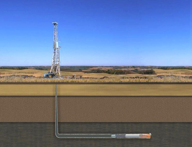 The Office of Fossil Energy sponsored early research that refined more cost-effective and innovative production technologies for U.S. shale gas production -- such as directional drilling.  By 2035, EIA projects that shale gas production will rise to 13.6 trillion cubic feet, representing nearly half of all U.S. natural gas production. | Image courtesy of the Office of Fossil Energy.