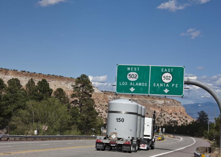 The 1,000th shipment is moved from Los Alamos National Laboratory to Waste Isolation Pilot Plant on June 26, 2012. | Photo from the Energy Management Office. The 1,000th shipment is moved from Los Alamos National Laboratory to Waste Isolation Pilot Plant on June 26, 2012. | Photo from the Energy Management Office.