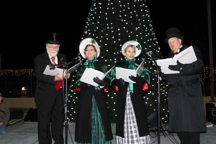 Carolers sing in front of Forest Acres, South Carolina's new LED holiday light display. | Photo courtesy of Richland County, S.C.