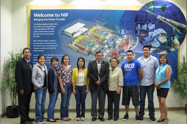 Native American student interns at LLNL meet with Navajo Tribal President Ben Shelly this summer.