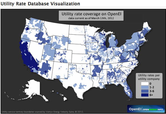 The National Renewable Energy Lab's (NREL) utility rate database is a great resource for developers entering the Apps for Energy competition. | Map courtesy of NREL. The National Renewable Energy Lab's (NREL) utility rate database is a great resource for developers entering the Apps for Energy competition. | Map courtesy of NREL.