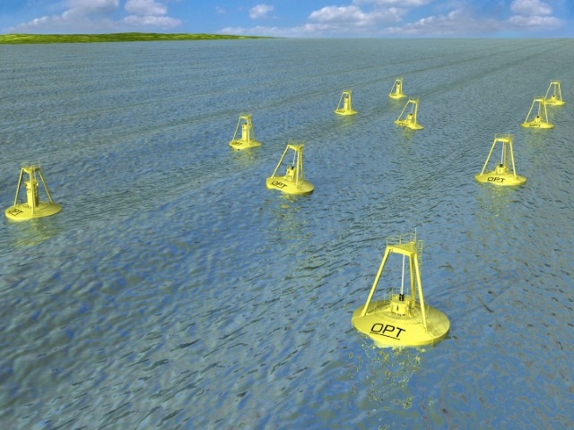 Artist rendering of Ocean Power Technologies' proposed wave park off the coast of Oregon. | Photo courtesy of Ocean Power Technologies. 