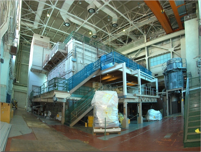 The Brookhaven Graphite Research Reactor’s bioshield, which contains the 700-ton reactor core, is shown prior to decommissioning. The Brookhaven Graphite Research Reactor’s bioshield, which contains the 700-ton reactor core, is shown prior to decommissioning.