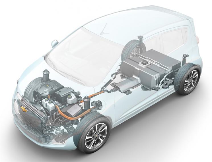 Thanks to a cost-sharing project with the Energy Department, General Motors has been able to develop the capacity to build electric and hybrid motors internally. That capacity has made cars like the upcoming Chevy Spark EV (above) possible. | Image courtesy of General Motors.