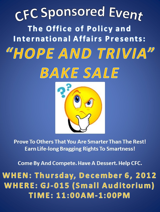 "Hope and Trivia" Bake Sale