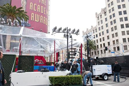 This prototype mobile lighting unit, which uses energy-efficient lighting and hydrogen fuel cell power, was used during the Academy Awards. Its backers hope similar technologies can replace noisy, polluting diesel-based mobile lighting. | Photos courtesy of the Academy of Motion Picture Arts and Sciences® This prototype mobile lighting unit, which uses energy-efficient lighting and hydrogen fuel cell power, was used during the Academy Awards. Its backers hope similar technologies can replace noisy, polluting diesel-based mobile lighting. | Photos courtesy of the Academy of Motion Picture Arts and Sciences®