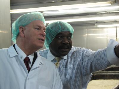 Ohio Governor Ted Strickland (left) got a tour of the New Horizons Baking Company with CEO Tim Brown this winter to announce the grant.| Photo courtesy of New Horizons Baking Company Ohio Governor Ted Strickland (left) got a tour of the New Horizons Baking Company with CEO Tim Brown this winter to announce the grant.| Photo courtesy of New Horizons Baking Company