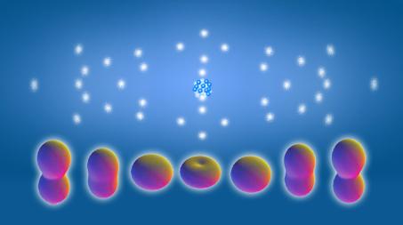 A classical diagram of a krypton atom shows its 36 electrons arranged in shells. | Photo Courtesy of: Berkeley Lab. A classical diagram of a krypton atom shows its 36 electrons arranged in shells. | Photo Courtesy of: Berkeley Lab.
