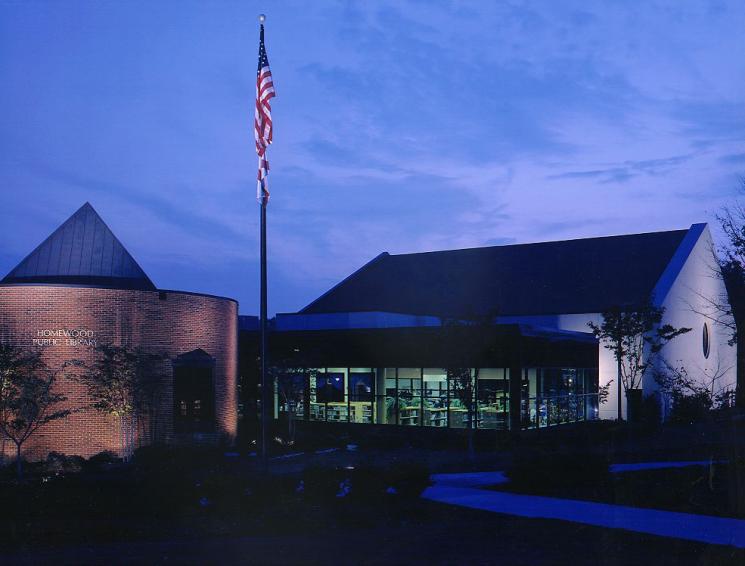 Homewood Public Library at Night | Photo Courtesy of Homewood Public Library Homewood Public Library at Night | Photo Courtesy of Homewood Public Library