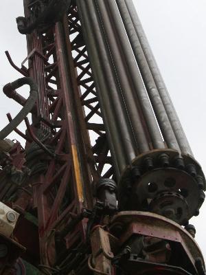 A 36-foot-tall drill was needed to install the geothermal system at the Gearon’s house in Derwood, MD. | Photo courtesy of Chris Gearon | A 36-foot-tall drill was needed to install the geothermal system at the Gearon’s house in Derwood, MD. | Photo courtesy of Chris Gearon |