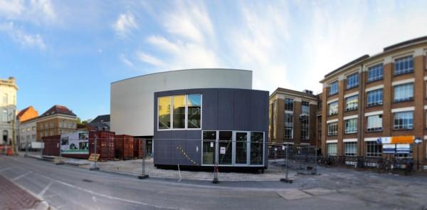 Photo of Ghent University's E-Cube, under construction in Belgium. | Courtesy of the Ghent University Solar Decathlon Team
