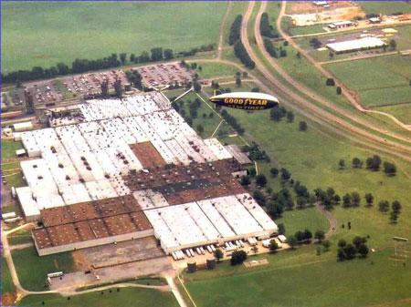 The Goodyear Blimp flies over Goodyear's tire plant in Union City, Tenn. | Photo courtesy of Goodyear The Goodyear Blimp flies over Goodyear's tire plant in Union City, Tenn. | Photo courtesy of Goodyear