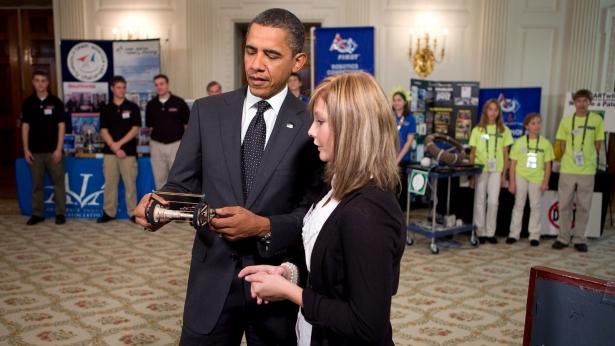 The President looks at a model solar car built by Mikayla Nelson of Montana, White House Photo, Chuck Kennedy, 10/18/10 The President looks at a model solar car built by Mikayla Nelson of Montana, White House Photo, Chuck Kennedy, 10/18/10