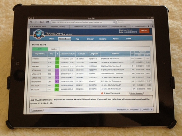 Transportation Tracking and Communication System users can now track shipments of radioactive materials and access transportation information on mobile devices. Transportation Tracking and Communication System users can now track shipments of radioactive materials and access transportation information on mobile devices.