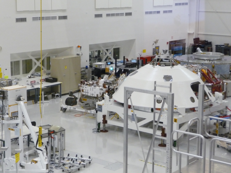 Curiosity, left, at NASA’s Jet Propulsion Laboratory in Pasadena, California, in late November 2011. Shown here is the flight hardware that was being assembled prior to shipment to Cape Canaveral Air Force Station in Florida for the launch. | Photo Credit Dr. Robert C. Nelson Curiosity, left, at NASA’s Jet Propulsion Laboratory in Pasadena, California, in late November 2011. Shown here is the flight hardware that was being assembled prior to shipment to Cape Canaveral Air Force Station in Florida for the launch. | Photo Credit Dr. Robert C. Nelson