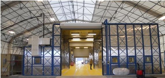 A view of the new facility where transuranic waste will be repackaged at Los Alamos National Laboratory. A view of the new facility where transuranic waste will be repackaged at Los Alamos National Laboratory.