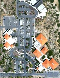 An aerial shot of Oro Valley, Ariz.'s town hall campus shows proposed solar locations. | Photo courtesy of Oro Valley An aerial shot of Oro Valley, Ariz.'s town hall campus shows proposed solar locations. | Photo courtesy of Oro Valley