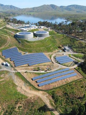 San Diego’s Otay Water Treatment Plant is generating clean electricity along with clean water, with a total capacity of 945 KW | Photo courtesy of SunEdison San Diego’s Otay Water Treatment Plant is generating clean electricity along with clean water, with a total capacity of 945 KW | Photo courtesy of SunEdison