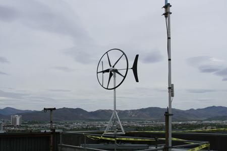 Located in one of Reno's natural wind tunnels, City Hall proved to be the perfect location for one of the city's nine new wind turbines. | Photo courtesy of the City of Reno Located in one of Reno's natural wind tunnels, City Hall proved to be the perfect location for one of the city's nine new wind turbines. | Photo courtesy of the City of Reno